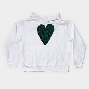 Aqua Rose Heart Kids Hoodie